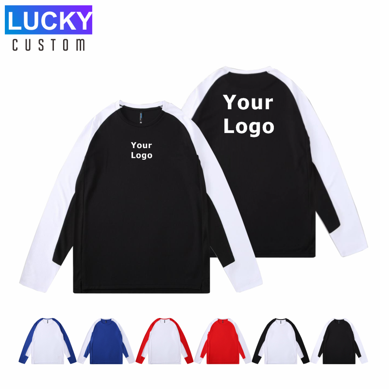 Embroidery Cotton Shirt - Sport-Lauf-Langarm-Rundhals-Shirts, Jogging-T-Shirts für Männer, individuelle Tops,