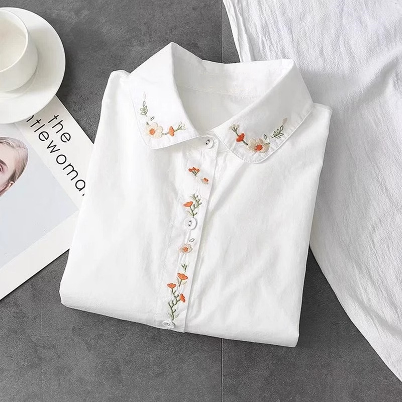 Embroidery Online - Neue Reine Baumwolle Weiße Shirts Frauen